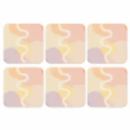 Golvende vormen - Abstract - pastel onderzetter kurk middel -3d