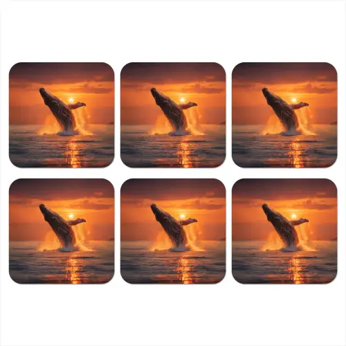 Walvis - Zon - Zee onderzetter kurk middel -3d