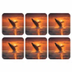 Walvis - Zon - Zee onderzetter kurk middel -3d