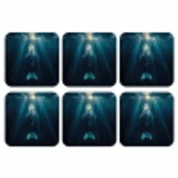 Walvis - Water - Zonnestralen - Blauw onderzetter kurk middel -3d