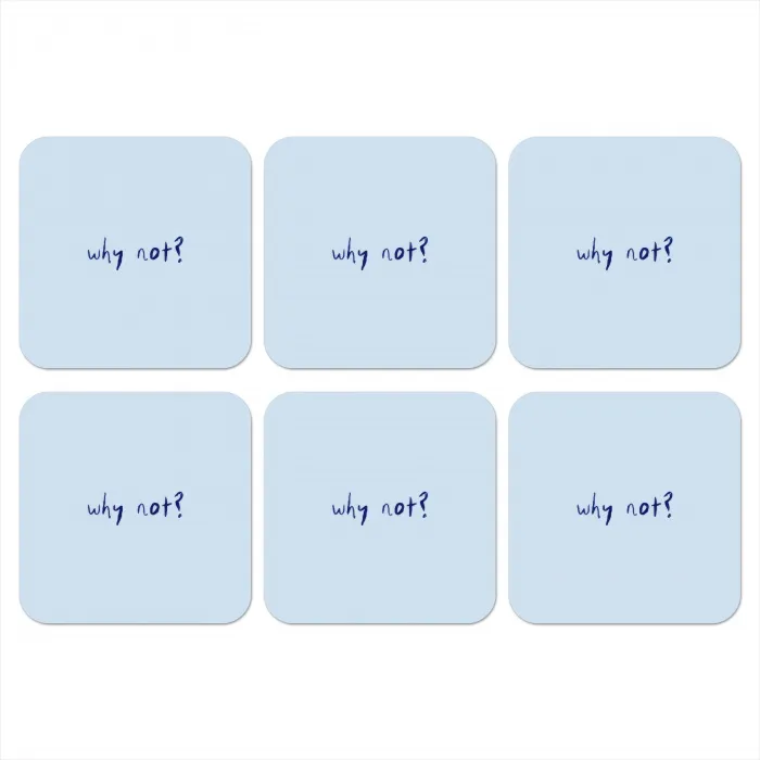 Why not - Blauw - Donker blauw - Quote onderzetter kurk middel -3d