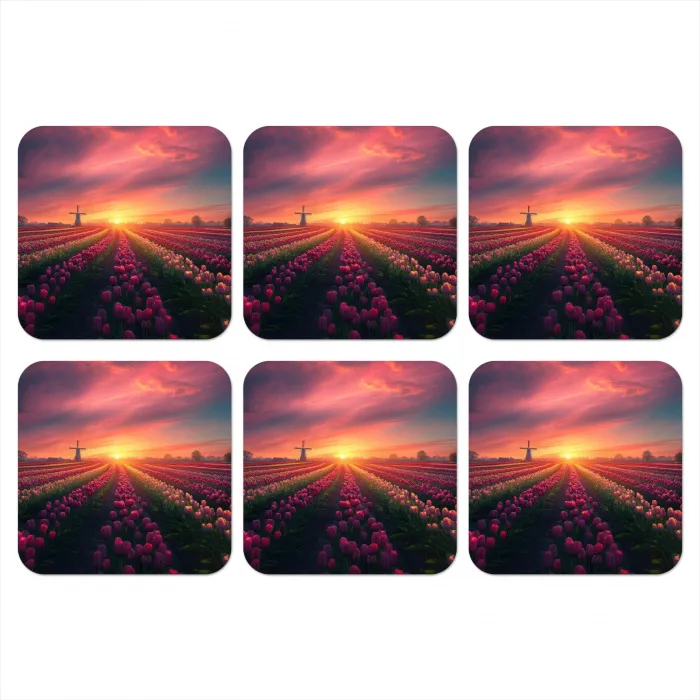 Windmolen - Zonsondergang - Landschap onderzetter kurk middel -3d