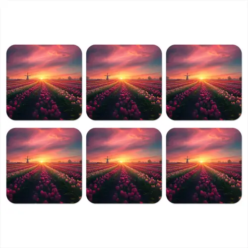 Windmolen - Zonsondergang - Landschap onderzetter kurk middel -3d