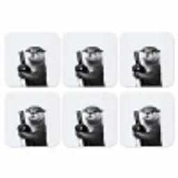 Wijnfles - Otter - Zwart onderzetter kurk middel -3d