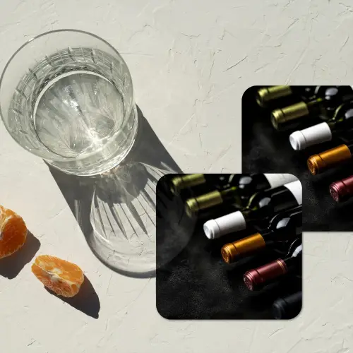 Wijn - Flessen - Variatie - Smaken onderzetter kurk middel -sfeer4