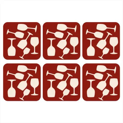 Wijnglazen - Silhouetten - Wit onderzetter kurk middel -3d