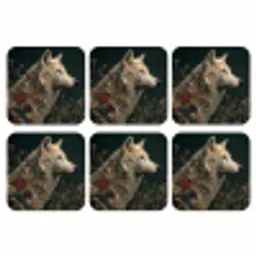 Wolf - Bloemen - Natuur onderzetter kurk middel -3d