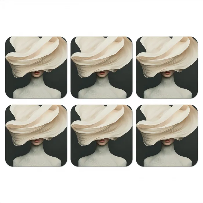 Vrouw - Beige - hoed onderzetter kurk middel -3d