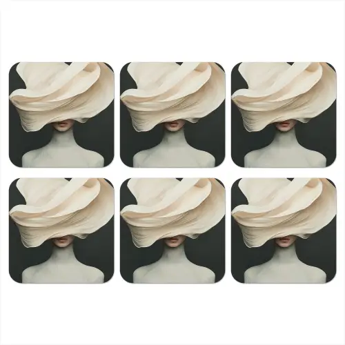 Vrouw - Beige - hoed onderzetter kurk middel -3d