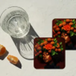 Vrouw - lychee - exotisch onderzetter kurk middel -sfeer4