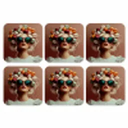 Vrouw - Macarons - Bril onderzetter kurk middel -3d