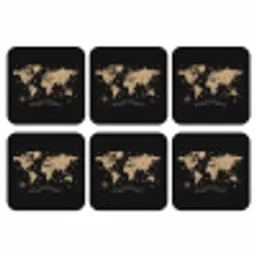 Wereldkaart - Beige - Zwart onderzetter kurk middel -3d