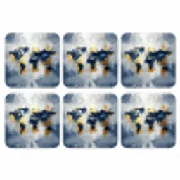 Wereldkaart - Blauw - Abstract onderzetter kurk middel -3d