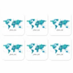 Wereldkaart - Blauw - Kleurrijk onderzetter kurk middel -3d