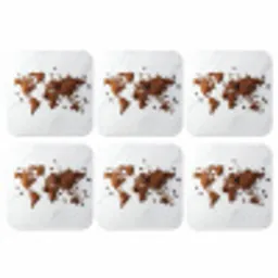 Wereldkaart - Koffie - Marmer onderzetter kurk middel -3d