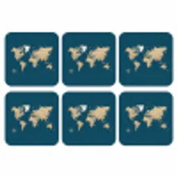 Wereldkaart - Donkerblauw - Beige onderzetter kurk middel -3d
