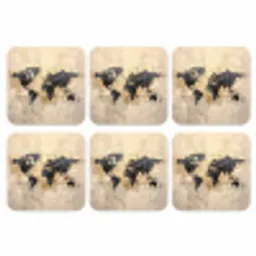 Wereldkaart - Goud - Zwart - Abstract onderzetter kurk middel -3d