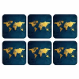 Wereldkaart - Goud - Donkerblauw onderzetter kurk middel -3d