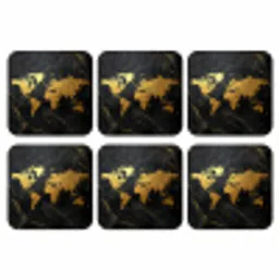 Wereldkaart - Goud - Marmer onderzetter kurk middel -3d