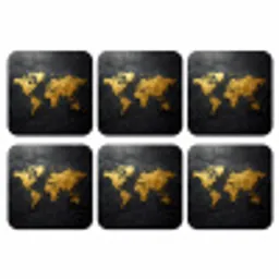 Wereldkaart - Goud - Steen onderzetter kurk middel -3d