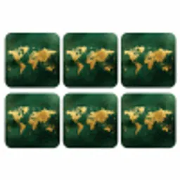 Wereldkaart - Groen - Goud onderzetter kurk middel -3d