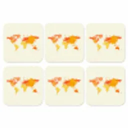 Wereldkaart - Oranje - Kleurrijk onderzetter kurk middel -3d