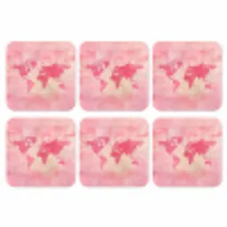 Wereldkaart - Roze - Vaag onderzetter kurk middel -3d