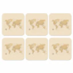 Wereldkaart - Realistisch - Beige onderzetter kurk middel -3d
