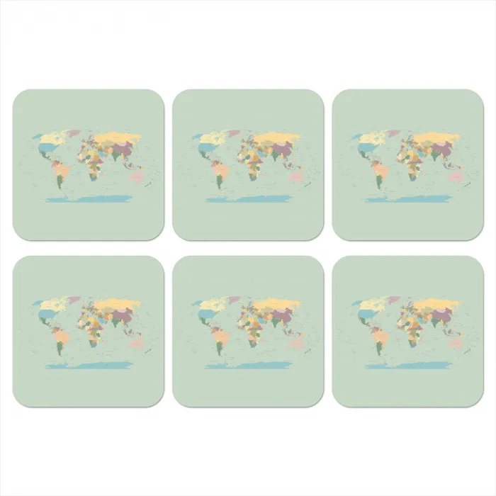 Wereldkaart - Realistisch - Kaart onderzetter kurk middel -3d