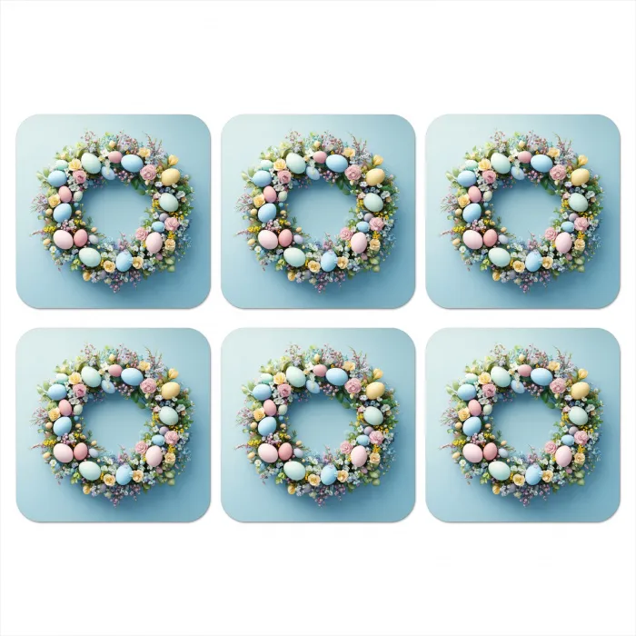 Krans - Eieren - Bloemen onderzetter kurk middel -3d