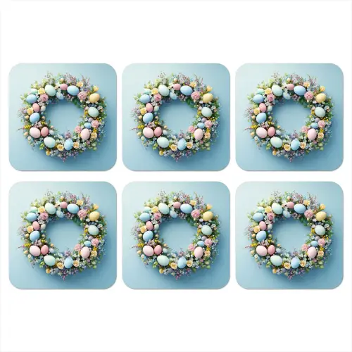 Krans - Eieren - Bloemen onderzetter kurk middel -3d