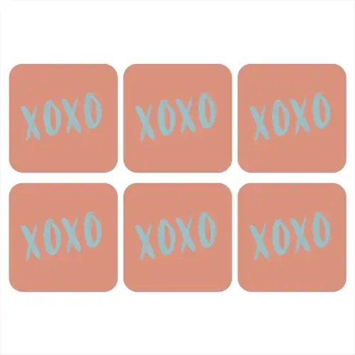 XOXO - Blauw - Perzikkleur onderzetter kurk middel -3d