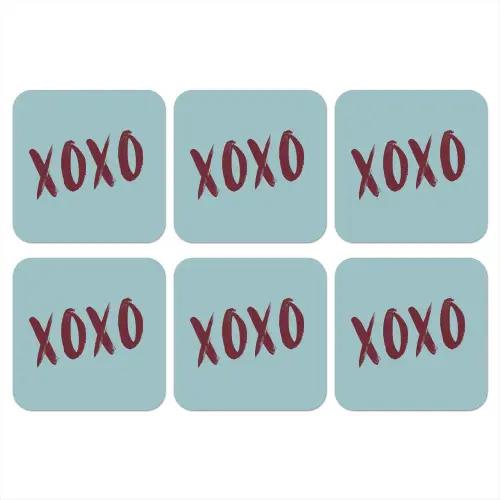 XOXO - Blauw - Rood onderzetter kurk middel -3d