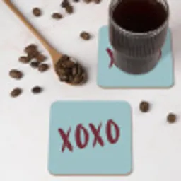 XOXO - Blauw - Rood onderzetter kurk middel -sfeer2