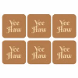 Yee haw - Bruin - Minimalistisch onderzetter kurk middel -3d