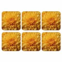Geel - Chrysant - Zachtheid onderzetter kurk middel -3d