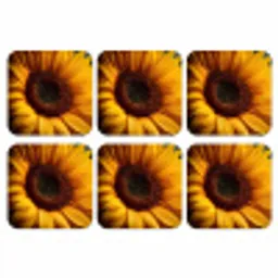 Geel - Zonnebloem - Zomers onderzetter kurk middel -3d