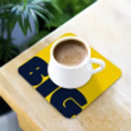 Geel - Think big - Grafisch onderzetter kurk middel -sfeer5