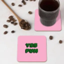 Yes fun - Groen - Roze onderzetter kurk middel -sfeer2
