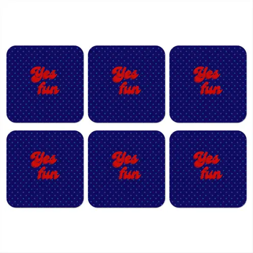 Yes fun - Rood - Blauw - Stippen onderzetter kurk middel -3d