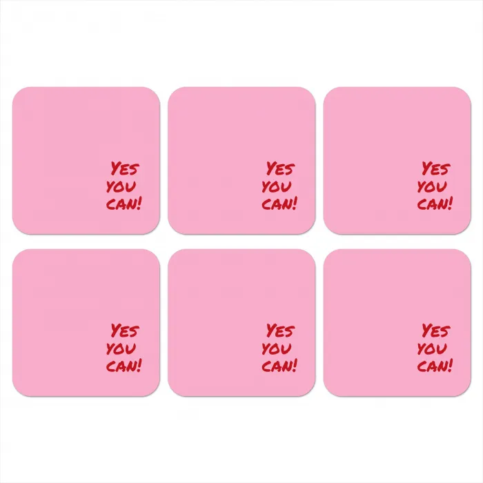 Yes you can do it - Rood - Roze onderzetter kurk middel -3d