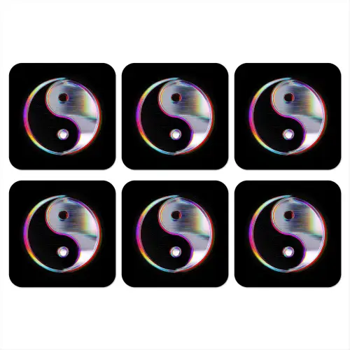 Yin-Yang - Cirkel - Regenboog onderzetter kurk middel -3d