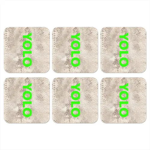 YOLO - Groen - Neon - Slangenprnt onderzetter kurk middel -3d