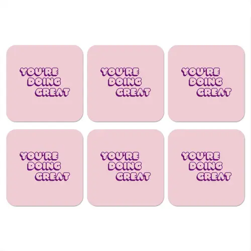 You're doing great - Roze - Bubble letters onderzetter kurk middel -3d