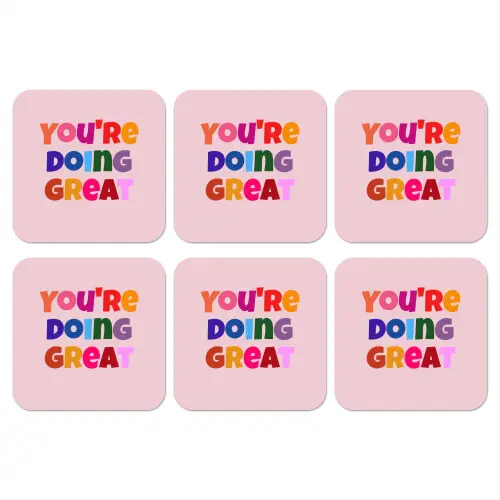 You're doing great - Roze - Kleurrijk onderzetter kurk middel -3d