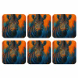 Zebra - Abstract - Blauw onderzetter kurk middel -3d
