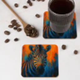 Zebra - Abstract - Blauw onderzetter kurk middel -sfeer2