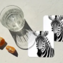 Zebra - Close-up - Zwart - Strepen onderzetter kurk middel -sfeer4