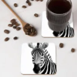 Zebra - Close-up - Zwart - Strepen onderzetter kurk middel -sfeer2