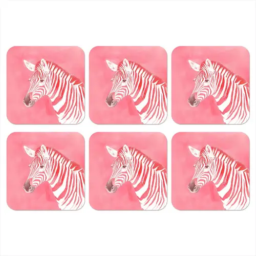 Zebra - Pink - Verf onderzetter kurk middel -3d